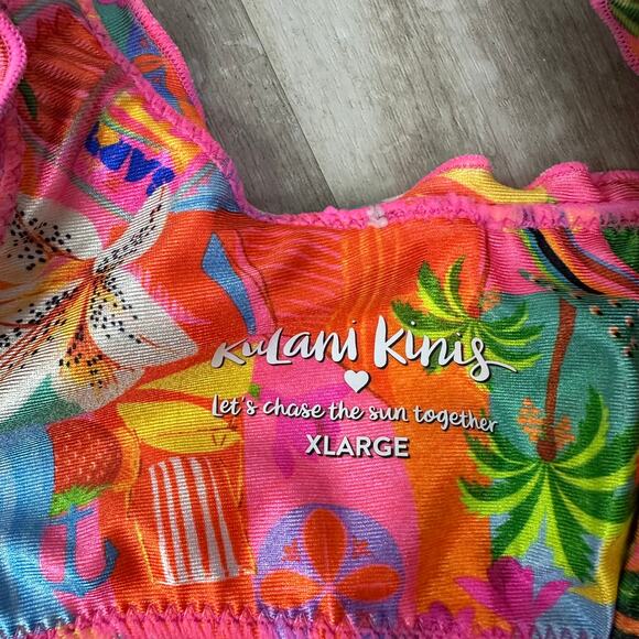 Kulani Kinis Lettuce Edge Wrap Bikini Top Havana Haven Size XL - Picture 3 of 4